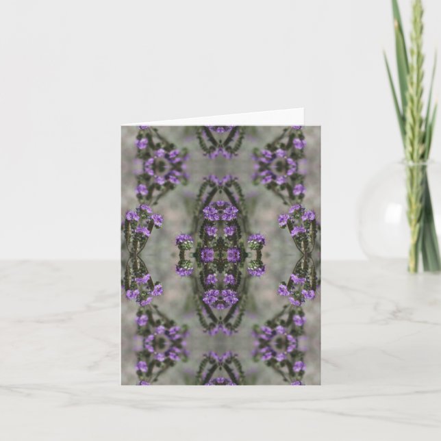 Purple Salt Heliotrope Wildflower Pattern Note Card (Front)