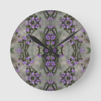Purple Salt Heliotrope Wildflower Pattern Round Clock