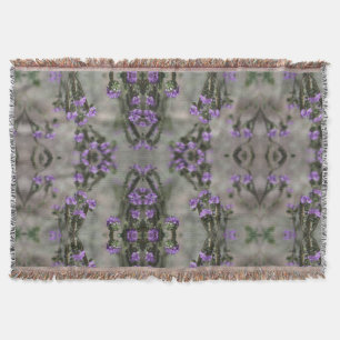 Purple Salt Heliotrope Wildflower Pattern Throw Blanket