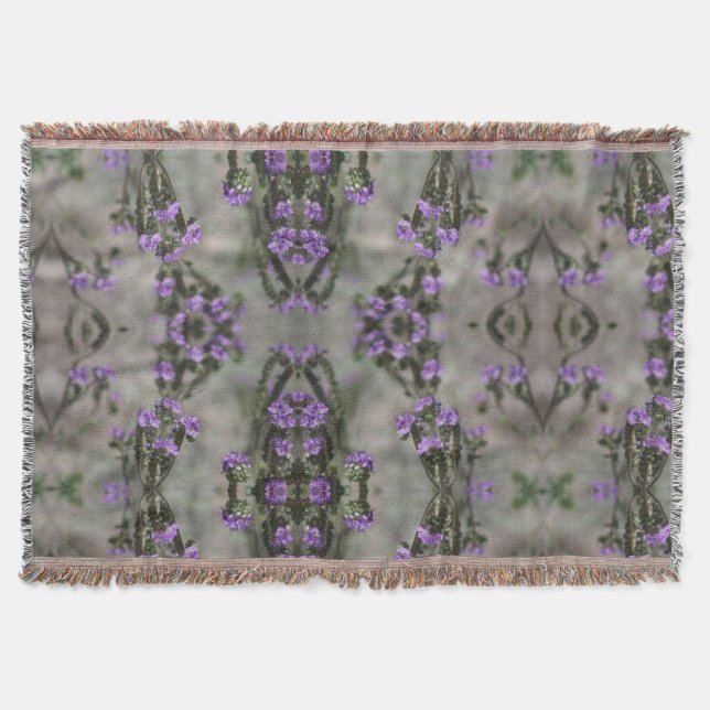 Purple Salt Heliotrope Wildflower Pattern Throw Blanket (Front)