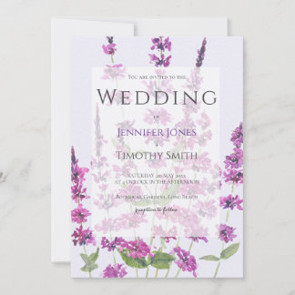 purple salvia flowers wedding invitation
