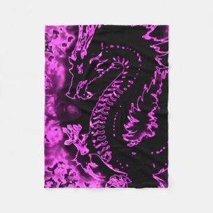 Purple Samurai Spirit Dragon Fleece Blanket