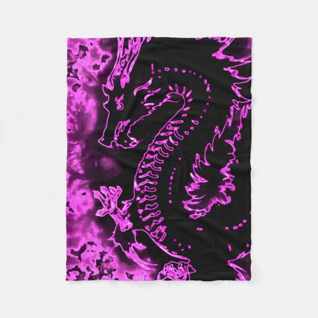 Purple Samurai Spirit Dragon Fleece Blanket (Front)
