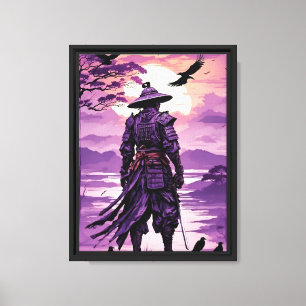 Purple Samurai Sunset – Epic Japanese Warrior Canvas Print