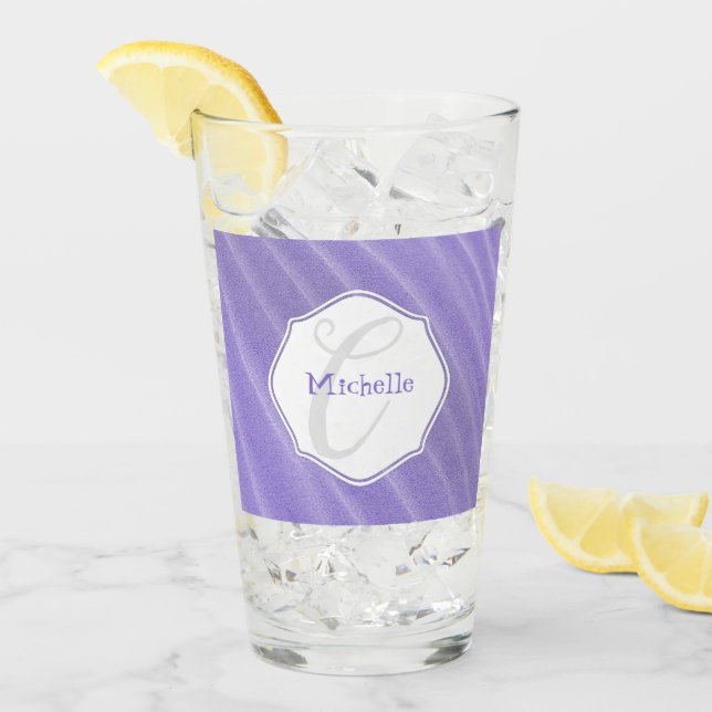 Purple Sand Ripples Personalised Drinking Glass (Front Ice)