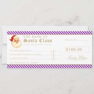 Purple Santa Cheque Gift Voucher Card