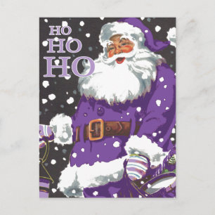 Purple Santa Claus Card