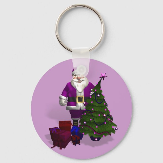 Purple Santa Claus Key Ring (Front)