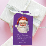 Purple Santa Claus Personalised Christmas Gift Tags<br><div class="desc">Customise these pretty purple Santa Claus gift tags with your own personalised text with your little girl's name in white script. This beautiful old fashioned drawing of Santa's red hat and white beard are the perfect holiday tags for your children's presents under the tree on Christmas day.</div>