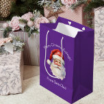 Purple Santa Claus Personalised Christmas Medium Gift Bag<br><div class="desc">Customise this pretty purple from Santa Claus blue gift bag with your own personalised text with your little girl's name in white script. This beautiful old fashioned drawing of Santa's red hat and white beard are the perfect holiday present bags for your children's presents under the tree on Christmas day....</div>