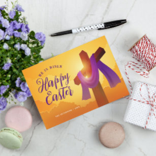 Purple Sash on Cross   Happy Easter Greeting Card