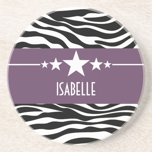 Purple Sassy Star Zebra Coaster (Front)