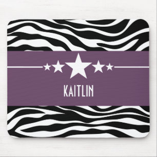 Purple Sassy Star Zebra Mousepad