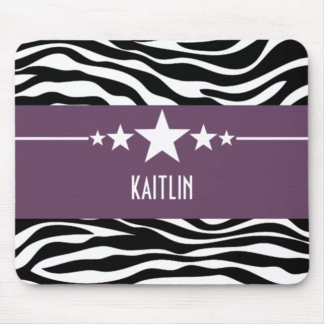 Purple Sassy Star Zebra Mousepad (Front)