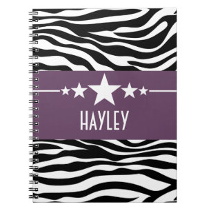 Purple Sassy Star Zebra Notebook