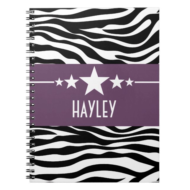 Purple Sassy Star Zebra Notebook (Front)