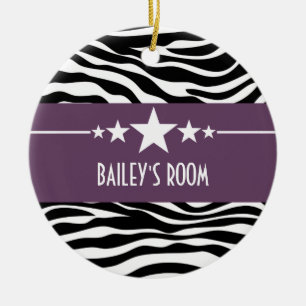 Purple Sassy Star Zebra Ornament