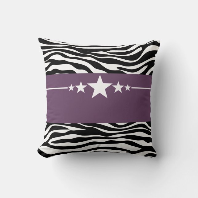 Purple Sassy Star Zebra Pillow (Front)