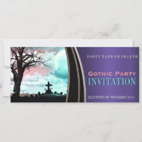 Purple Satin Gothic Dark Theme Party Invitations