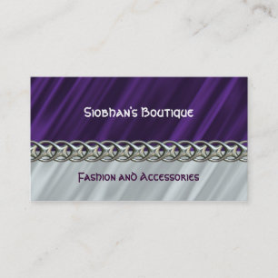 Purple satin silver chain business card