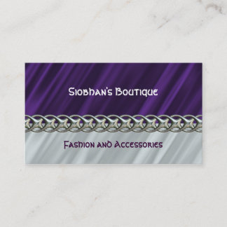 Purple satin silver chain business card