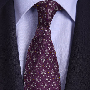 Purple Scales of Justice Lawyer Tie