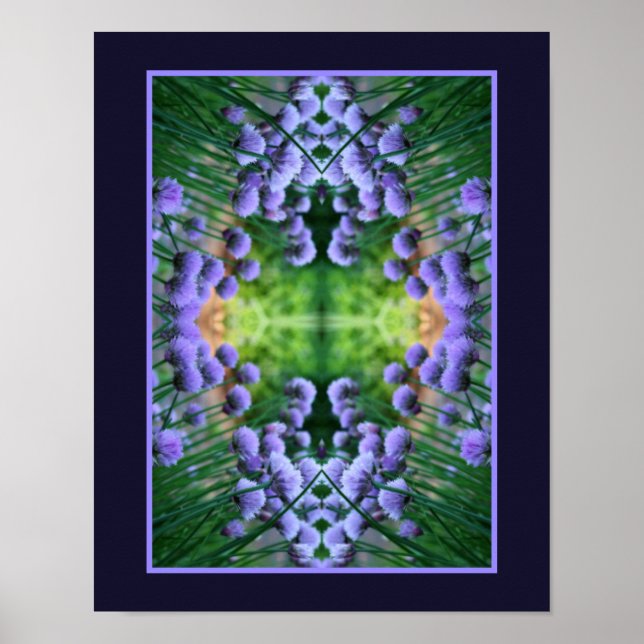 Purple Scallion Abstract Flowers Orton  Poster (Front)