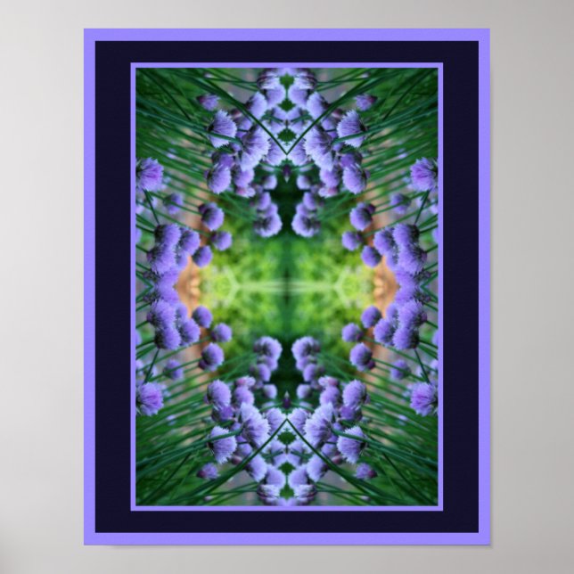 Purple Scallion Abstract Flowers Orton  Poster (Front)