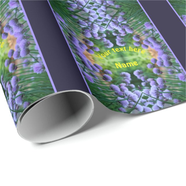 Purple Scallion Abstract Flowers Personalised Wrapping Paper (Roll Corner)