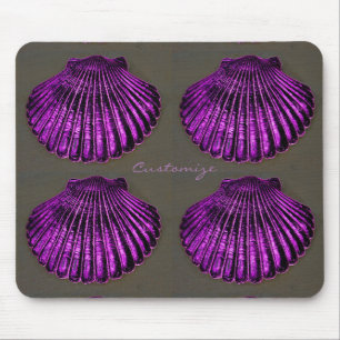 purple scallop shells grey Thunder_Cove Mouse Pad