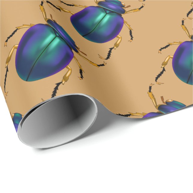 Purple Scarab Beetles Wrapping Paper (Roll Corner)
