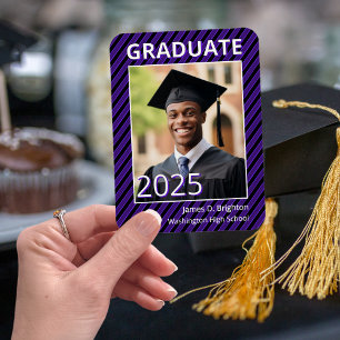 Purple School Colour Photo Graduation Announcement Magnet