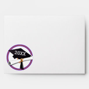 Purple School Colours Grad Cap Graduation Envelope