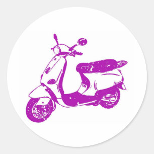 Purple Scooter Classic Round Sticker