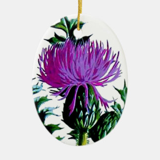 Purple Scottish Garden Thistle Ceramic Tree Decoration