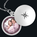 Purple Scrapbook Decorative Custom Photo Locket Necklace<br><div class="desc">Scrapbook style photo frame with purple flower detail. Upload your favourite photo.</div>