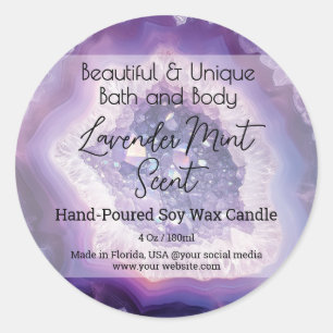 Purple Script Bottle Candle Jar Product Label