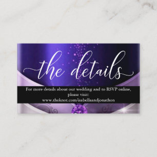 Purple Script Calligraphy Wedding Website Enclosur Enclosure Card