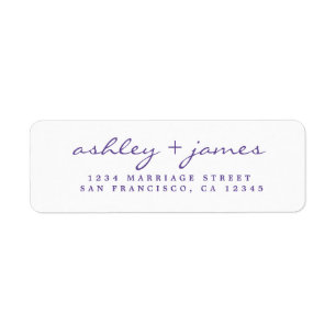 Purple Script Elegant Wedding Return Address