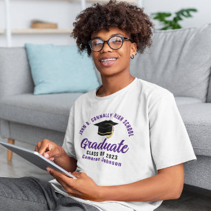 Purple Script Graduate Personalised 2023 Graduate T-Shirt