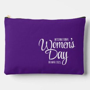 Purple Script International Women's Day March 8 Accessory Pouch