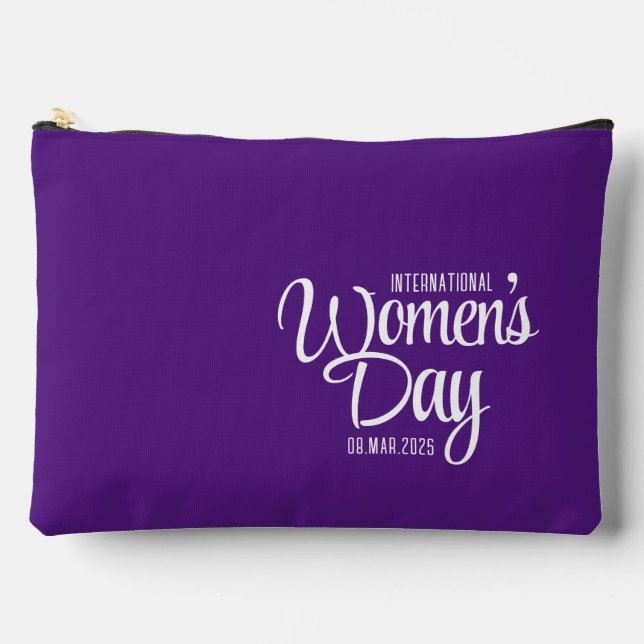 Purple Script International Women's Day March 8 Accessory Pouch (Front)