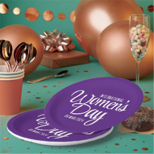 Purple Script International Women's Day March 8 Paper Plate