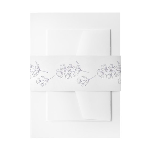 Purple Script Line Art Belly Band Invitation Belly Band (Front Example)
