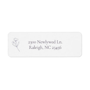 Purple Script Line Art Return Address Label