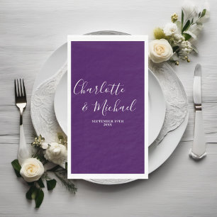 Purple Script Minimalist Wedding Napkin