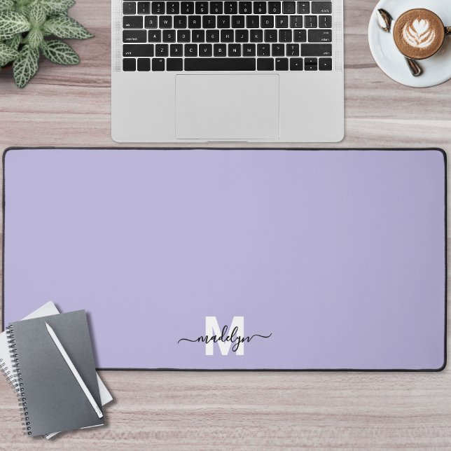 Purple Script Name Monogram Desk Mat (Purple Script Name Monogram Desk Mat)