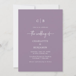 Purple Script Wedding Invitation