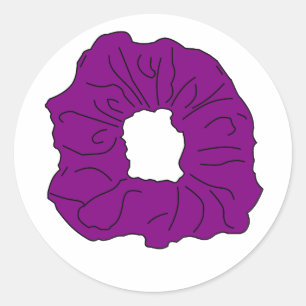 purple scrunchie classic round sticker