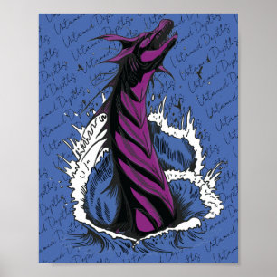 Purple Sea Monster Serpent Ocean Waves Poster